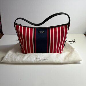 Kate Spade Red & White Stripe Logo Hobo Purse